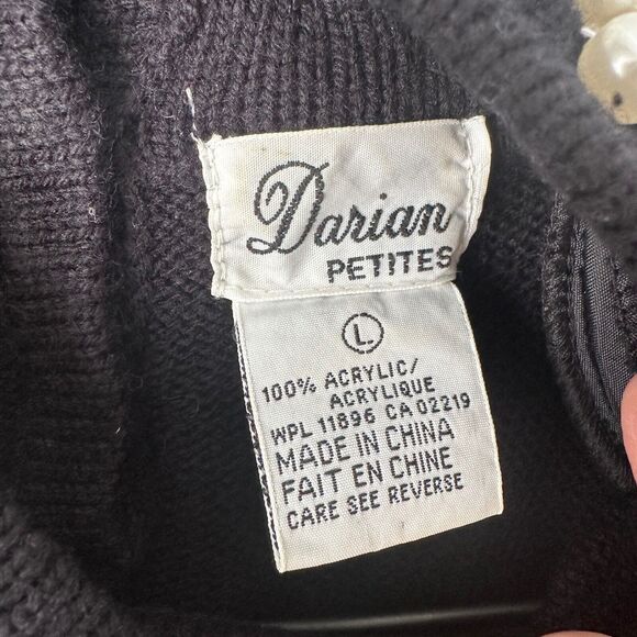 Vintage Darian Petites Black Embellished Sweater Dress Womens Petite Large - Picture 6 of 6
